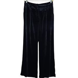 R Loft Peyton Trouser Pants in Black Velvet NWT Size 6 Wide Leg High Rise Office